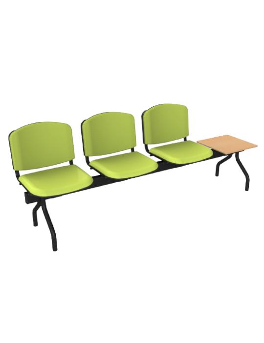 Banc 3 sièges + table pour salle d'attente
