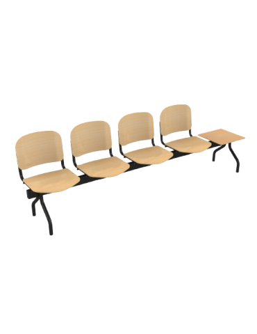 Banc 4 siège + 1 table pour salle d'attente 2